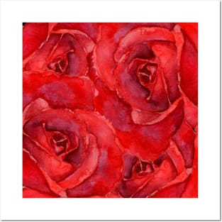 Red Roses Floral Pattern Posters and Art